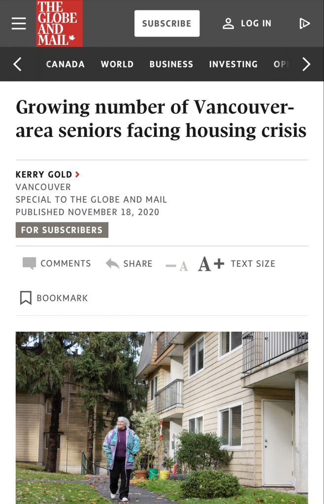 Growing number of Vancouver-area seniors facing housing crisis
